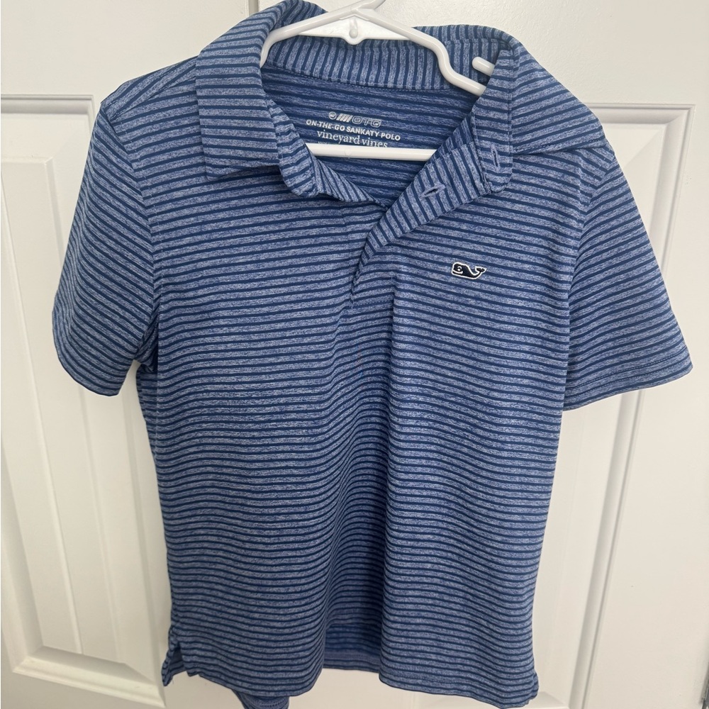 Vineyard Vines Kids Blue Striped Sankaty Polo Shirt